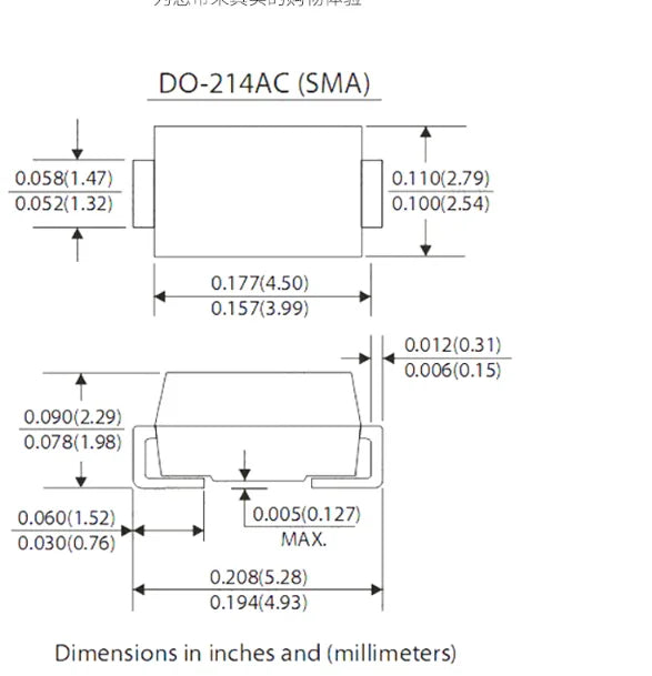 SMA Rectifier diode M1 M4 M7 SS12 SS14 SS16 SS22 SS24 SS26 SS28 SS34 SS36 SS54 SS56 SS110 SS210 SS220 SS310 SS510 DO-214AC