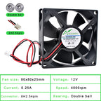ACP8025 8cm 80mm Fan 80x80x25mm DC5V 12V 24V 2pin Cooling Fan Suitable for Chassis Power Inverter