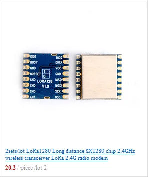2pcs/lot FCC / CE Certified LoRa1280F27 - 500mW Long Range 2.4G LoRa Module SX1280 Chip 2.4GHz RF Wireless Transceiver