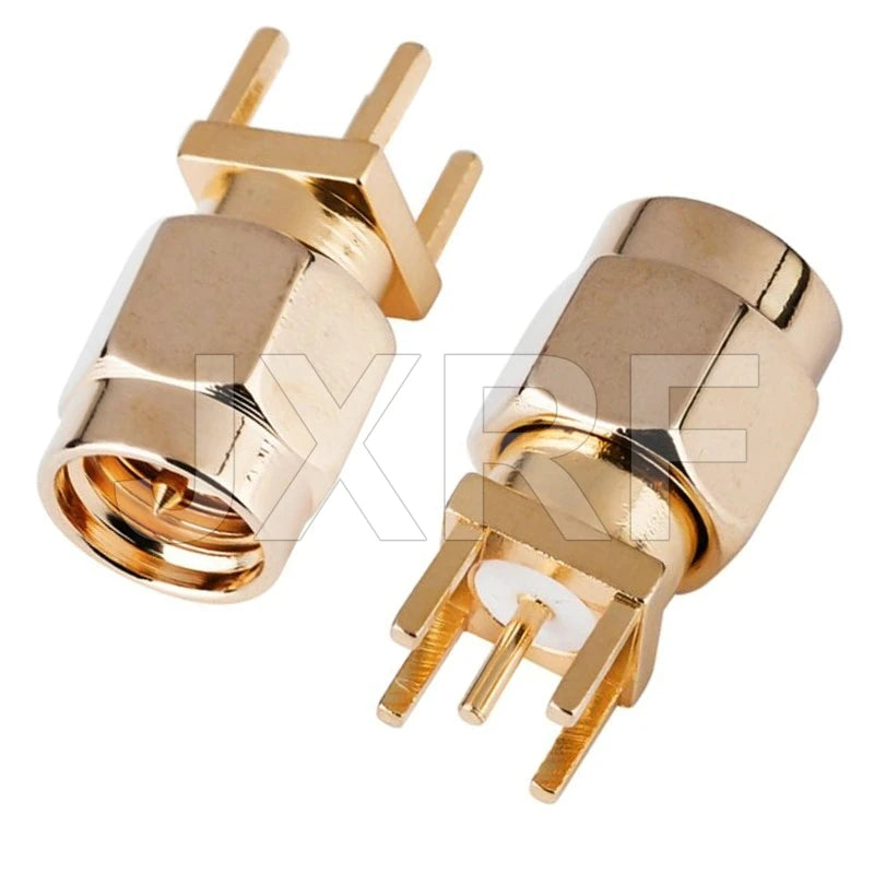 10Pcs SMA Female Jack Male Plug Adapter Solder Edge PCB Straight Right Angle Mount RF Copper Connector Plug Socket