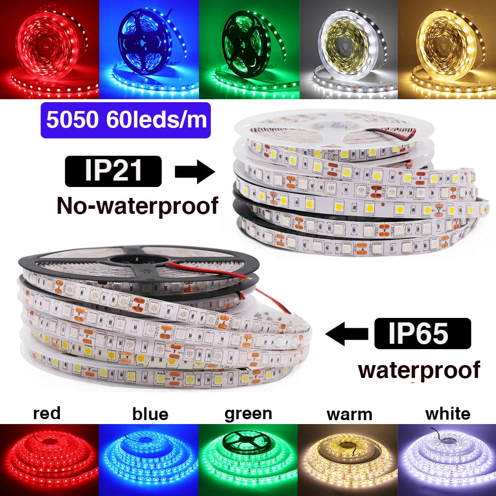 DC12V LED Strip 5050 5054 2835 240LEDs/m High Bright Flexible LED Rope Ribbon Tape Light Lamp Warm White / Cold White 5m