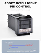 REX C100 Digital PID Temperature Controller REX-C100 Thermostat 0-400℃ K Type Input 40DA SSR Relay 0-40A Heatsink VaneAims