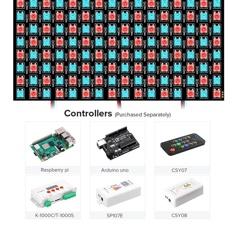 1-10Pcs WS2812B RGB Flexible 16x16 8x32 256Leds Pixel Panel Matrix Screen Led Module WS2812 IC ECO Individually Addressable DC5V