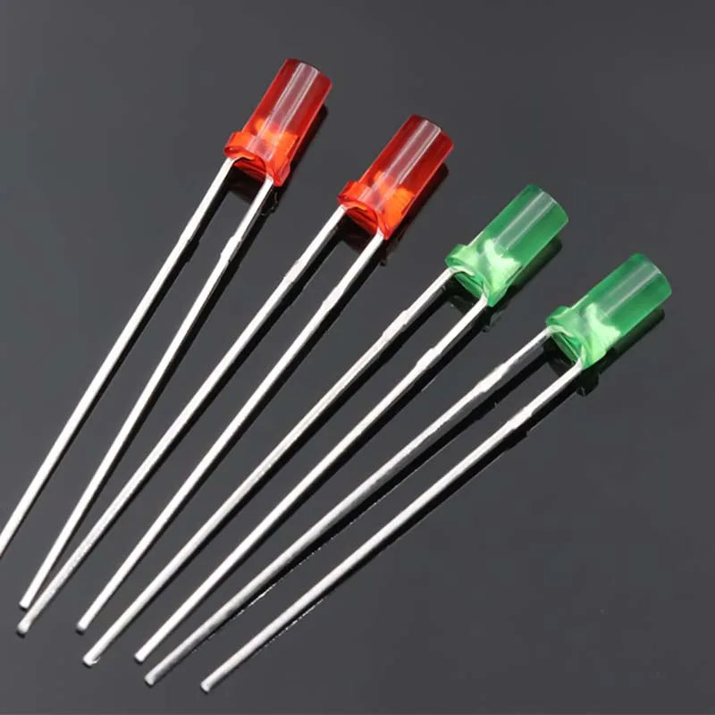 1000PCS 3mm High Flat Top Color Long Feet Red Green Blue Yellow Direct Plug Light-emitting Diode DIP LED