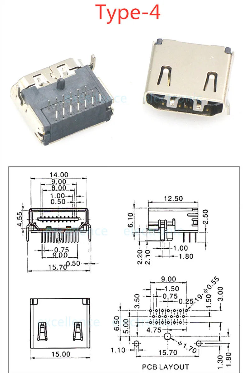 5/10Pcs 19Pin SMD HDMI Socket Vertical Right Angle HD Interface Surface Mount PCB Receptacle Connector for Repair