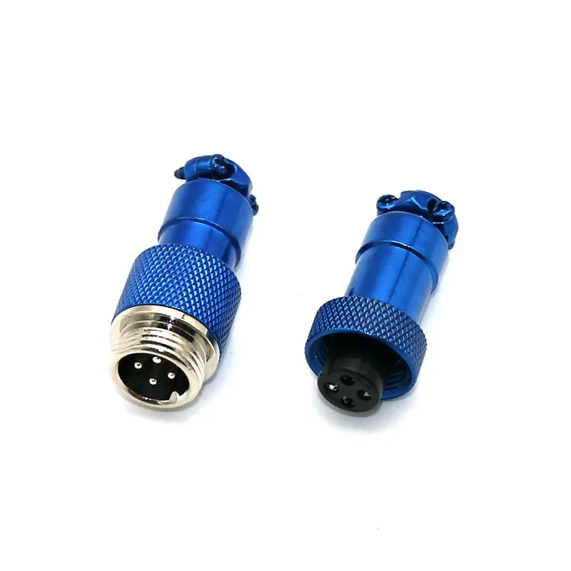 Angitu Electroplated GX12 Aviator GX 12 Connector Plug Butting Docking 4 core Male&Female Red Blue Black White Yellow