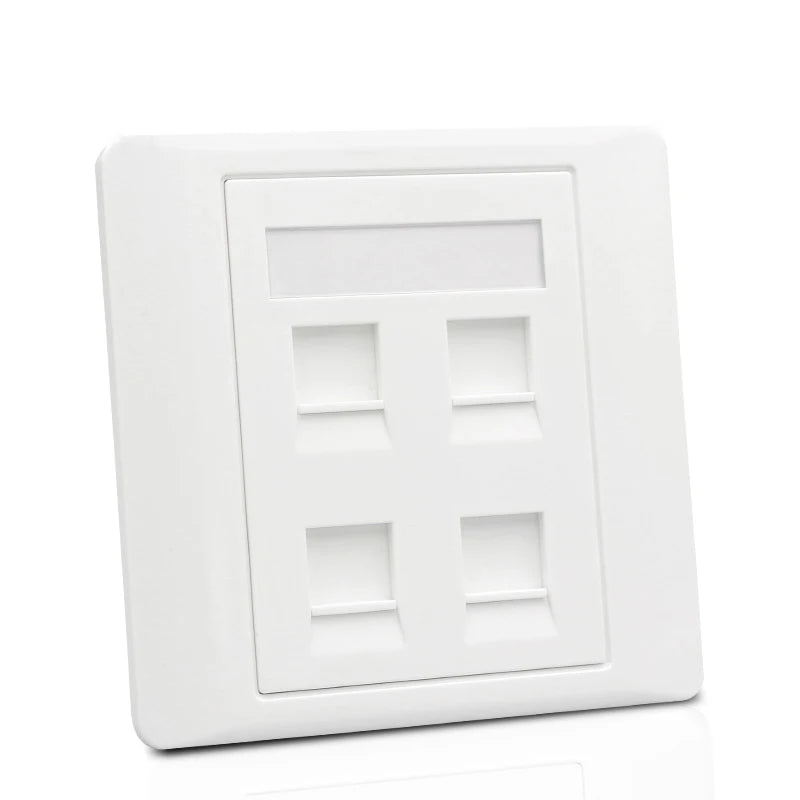 4 Sockets CAT7 RJ45 Faceplate LAN Network Outlet Jack Shielded CAT.6A Ethernet Wall Panel Board 86x86mm