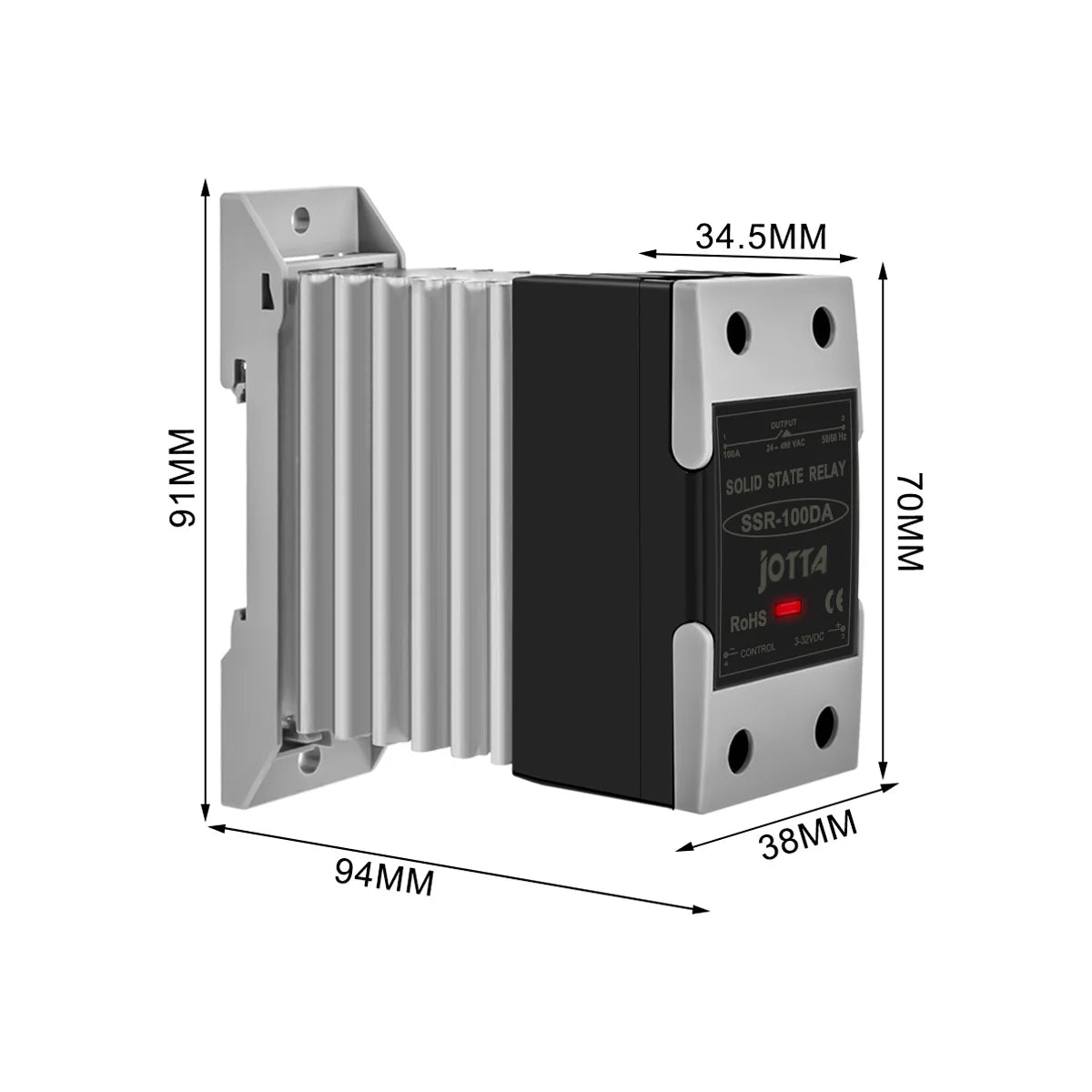 Din Rail Mounted SSR Single Phase Solid State Relay With Heat Sink SSR 10DA 25DA 40DA 60DA 80DA 100DA 120DA