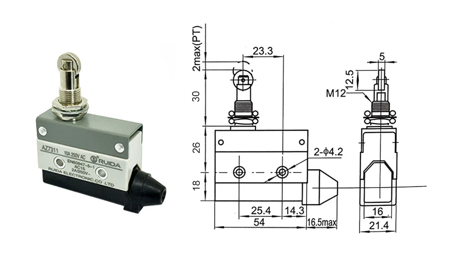 10A 250VAC AZ-7312 AZ-7311 AZ-7121 AZ-7310 TZ-7141 Waterproof Micro Switch Travel Limit Switch Straight 90degree Roller Lever