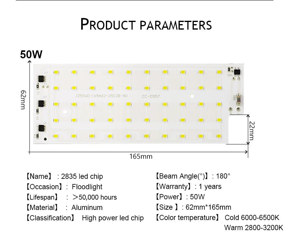 50W LED Chip AC 220V LED Floodlight SMD 2835 LED Lamp Beads Spotlight For Flood Light Street Lamp Outdoor Lighting Chip Diode