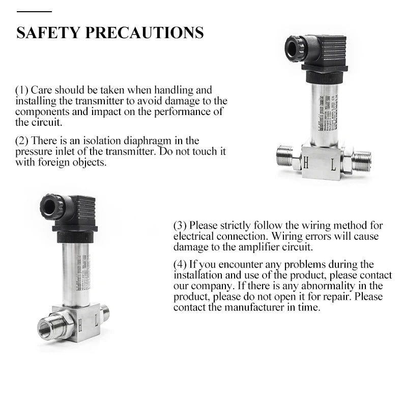 0-5Kpa Differential Pressure Transmitter With 4-20mA Output Signal Pressure Sensor