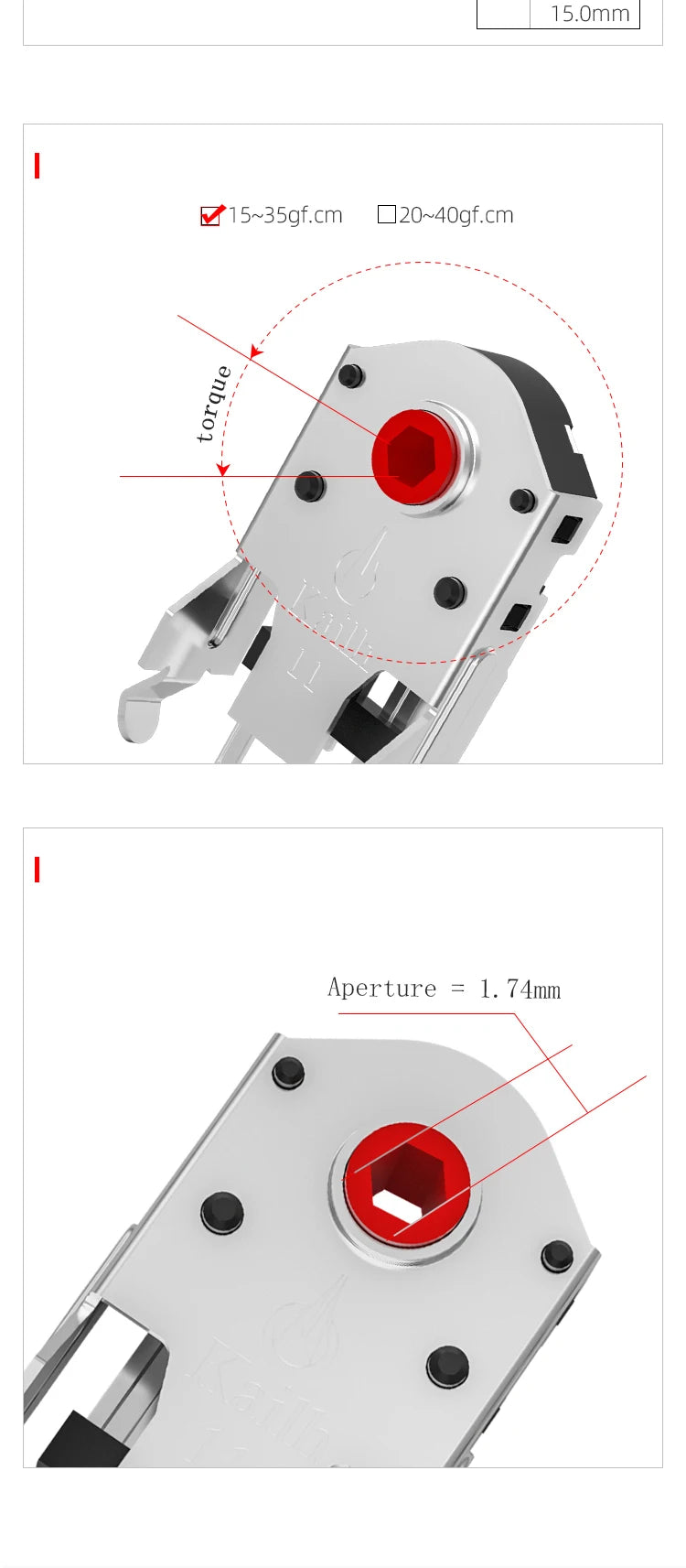 Kailh Decoder 5/7/8/9/10/11mm Red Core Rotary Mouse Scroll Wheel Encoder 1.74mm hole for PC Mouse alps encoder