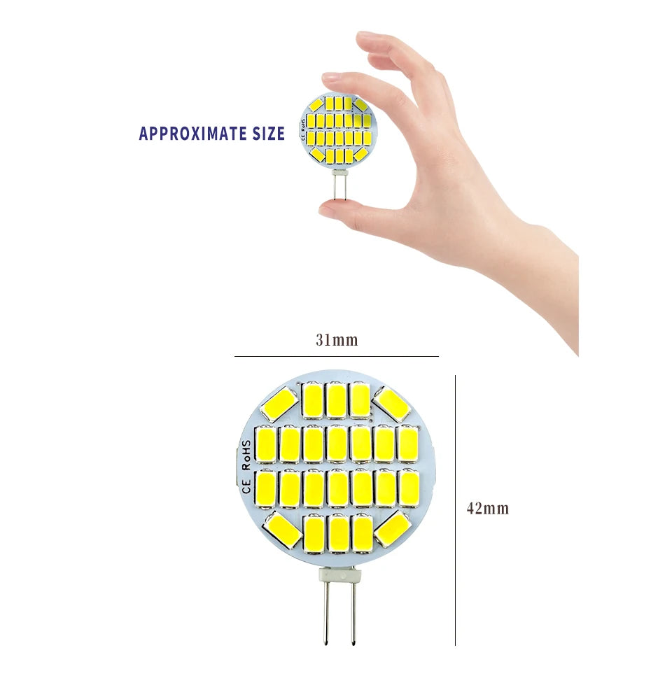 AC12V 24V LED G4 Round Spotlight Bulb 2W 3W 5730 15/24leds No Flicker Range Hood Lights Replace 20W Halogen Lamp