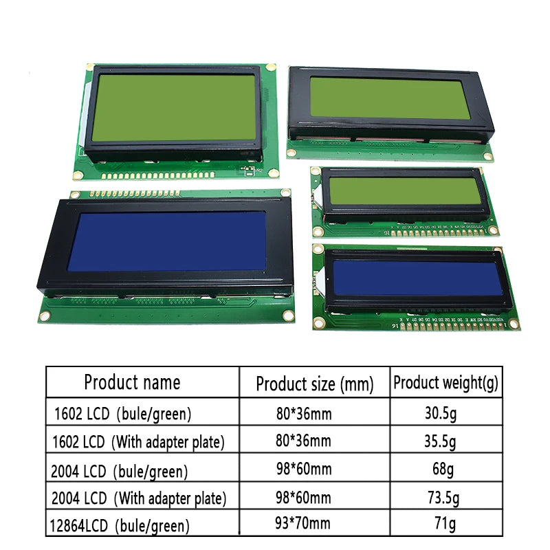 LCD1602 LCD 1602 2004 12864 module Blue Green screen 16x2 20X4 Character LCD Display Module HD44780 Controller blue black light