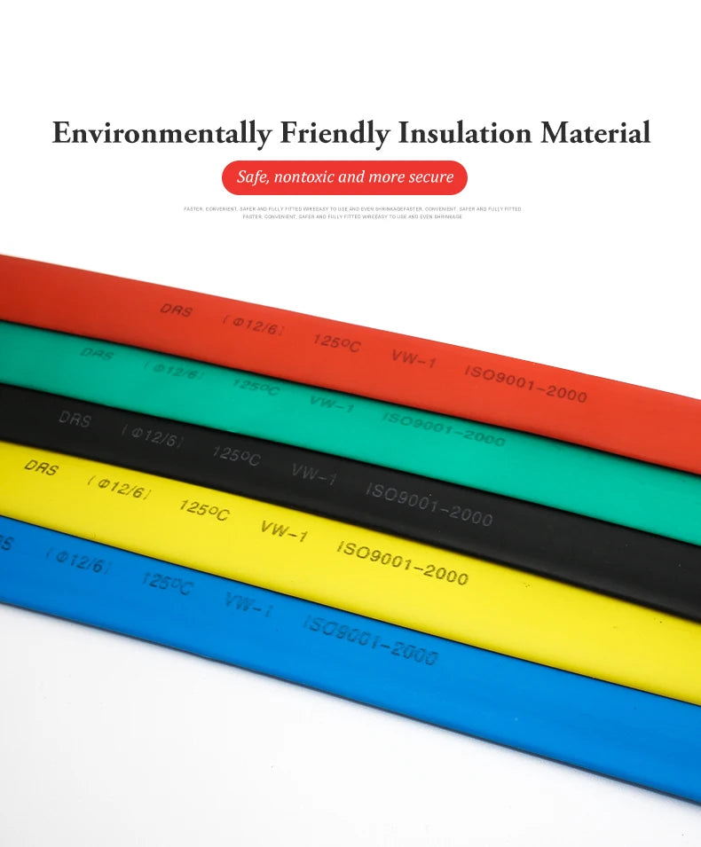 100 METER/Roll BLACK 5/6/8/10/12mm Heat Shrink Tubing Tube Kit Insulation Tubing Wire Cable