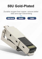 ZoeRax 10Pcs RJ45 Cat8 Cat7 Cat6a Connectors, Tool-Free Zinc Alloy Shielded Ethernet Termination Plugs for 23AWG SFTP Cables