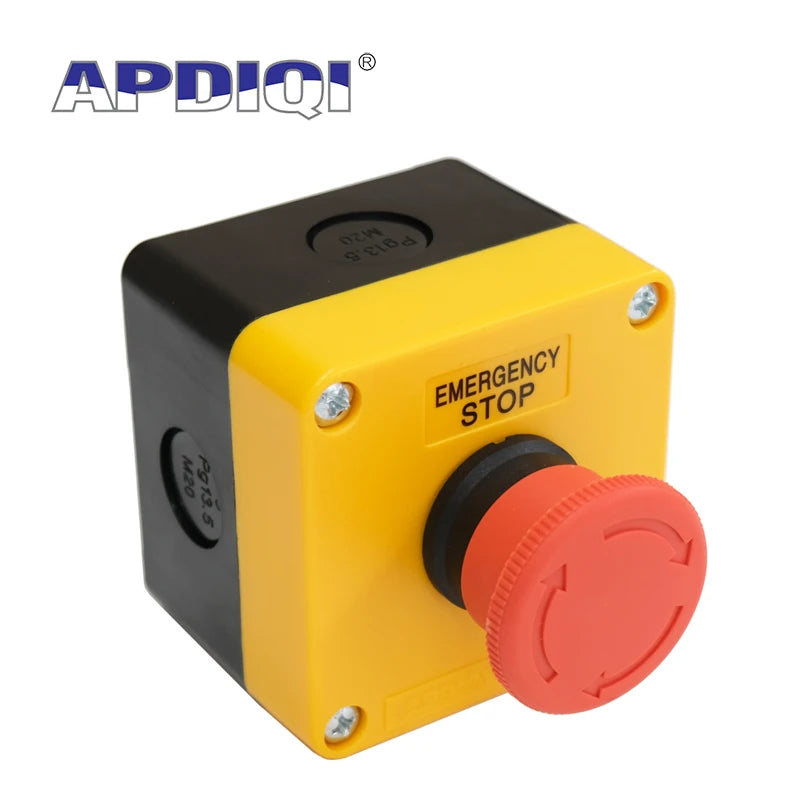 1Pcs One Hole Waterproof Plastic Emergency Stop Mushroom Head Yellow AKA1 Push Button Box Switch Elevator ES542 22mm IP65