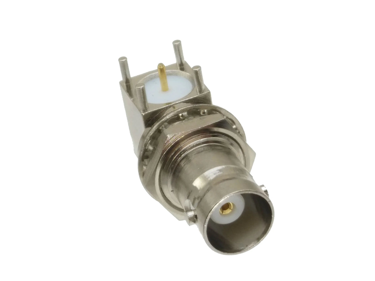 1Pcs Connector BNC female jack Nut bulkhead right angle solder PCB mount RF Coaxial Wire Terminals