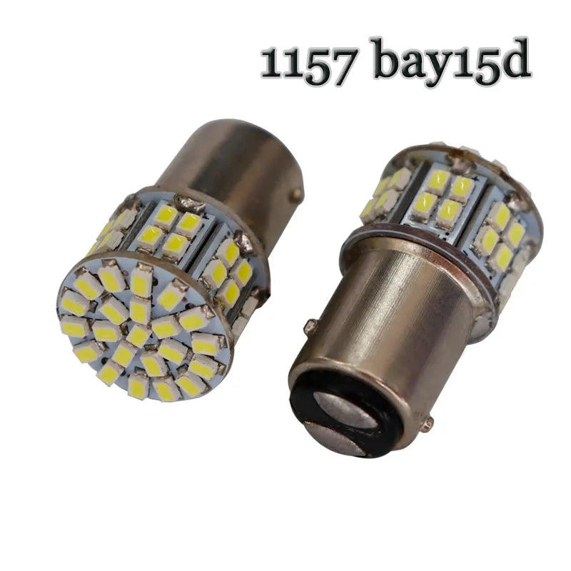 10pcs truck 24v led S25 P21W 1156 ba15s 50 SMD 1206 LED 1157 BAY15D White red brake stop light lamp Turn signal light bulbs 24V
