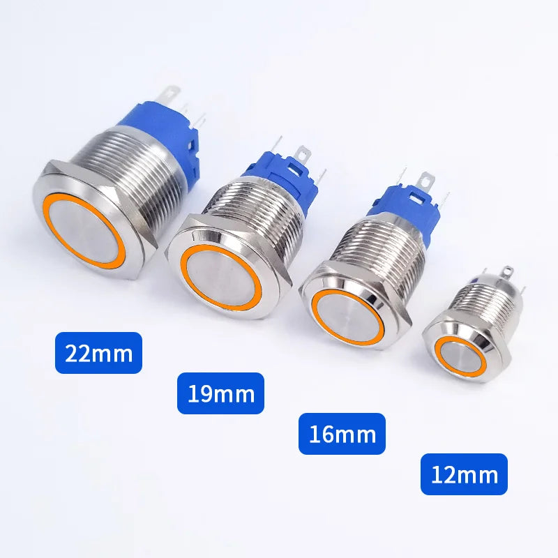 12/16/19/22mm Metal Push Button Switch Momentary Latching Fixed Electric On Off Power Start Stop LED Light 3V 6V 12V 24V 220V