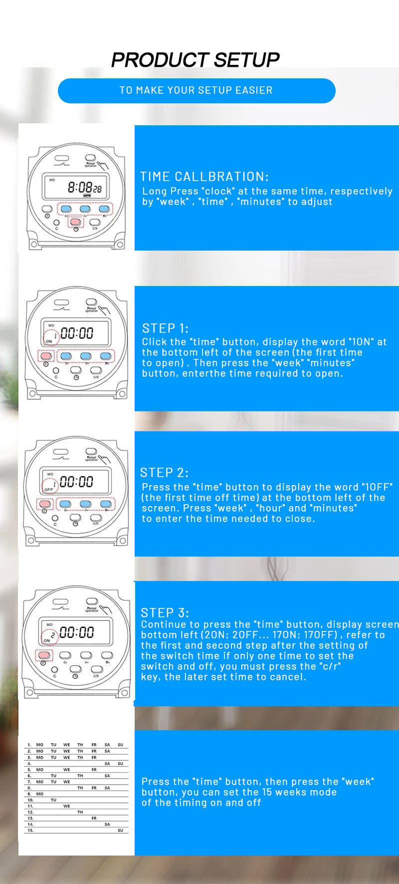 CN101A LCD Time Switch 12V 24V 110V 220V Time Relay Street Lamp Lillboard Power Supply Timer