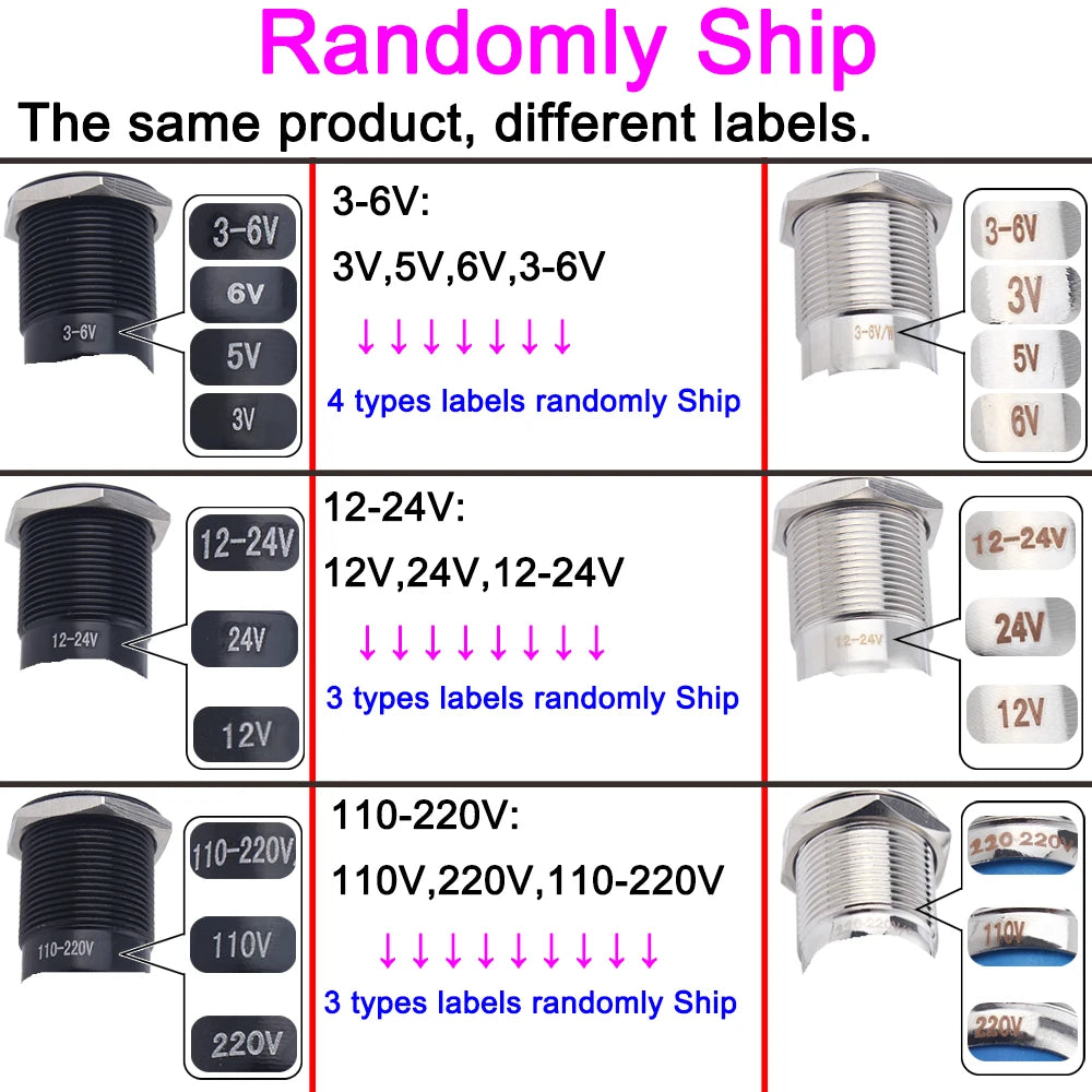 Rotary Switches Knob DPDT/SPDT 2/3 position 16/19/22MM Latching Waterproof Metal Selector Light Electric On Off 5V12V220V 2NO2NC