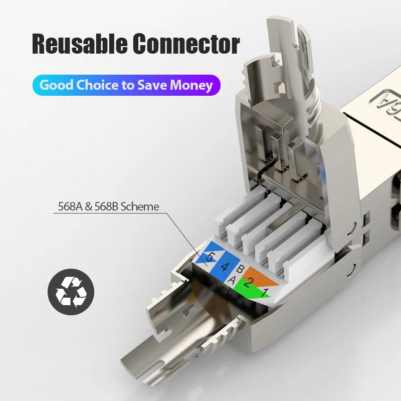 ZoeRax Cat6A Cat7 Cable Extender Junction Adapter Connection Box RJ45 Lan Cable Extension Connector Full Shielded Toolless