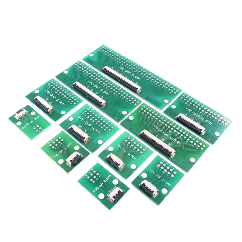2 Pcs FPC FFC Cable 4 6 8 10 12 15 20 24 30 40 50 60 PIN 0.5 Mm Cable PCB Adapter to 2.54 Mm 1 Inch Pitch Through Hole PCB
