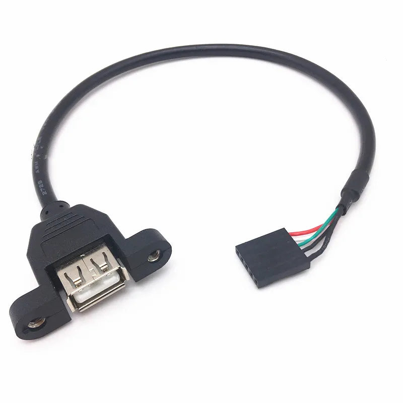 1/2/5/10Pcs 30CM Dupont 5Pin 2.54mm Female to USB Type A Female Adapter Motherboard Extender Cable with Screw Panel Mount Holes