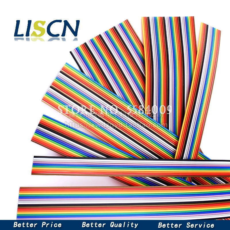 1Meter 6P/8P/10P/12P/14P/16P/34P/40P/60P 1.27mm PITCH Color Flat Ribbon Cable Rainbow DuPont Wire for FC 1.27 Dupont Connector
