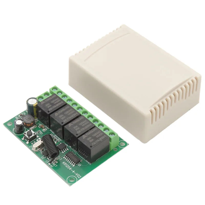 Wireless Remote Control DC 6V 12V 24V 30V 4CH RF Relay Receiver and 433MHZ Transmitter for Garage/Light/Motor/Home Appliance