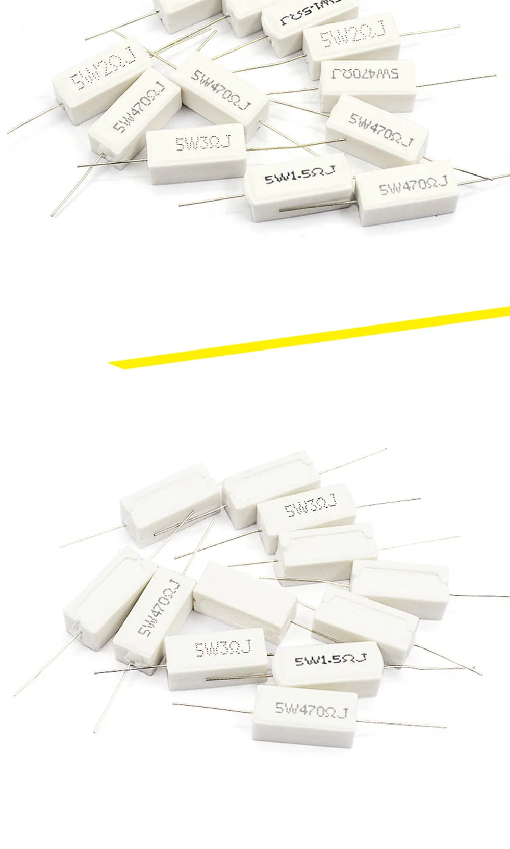 10Pcs 5W Ceramic Cement Resistor 5% In A Pack 0.1R 0.22 0.33 0.5 Ohm 6.8K 0.25R 0.5R 3R 27R 12R 100R Non-inductive Resistors