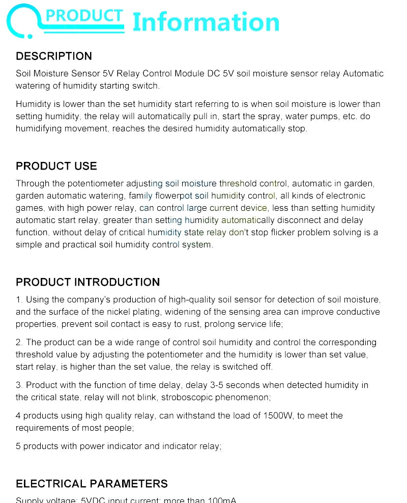 Capacitive Soil Moisture Sensor Module / Soil Humidity Digital Display Relay Control Module Automatic Watering For Arduino