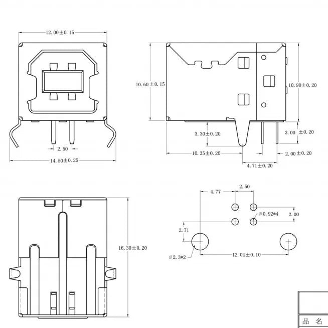 10pcs USB 2.0/3.0 Type B Female Plug Jack USB-B Right Angle AF Socket Printer Interface Soldering PCB Connector
