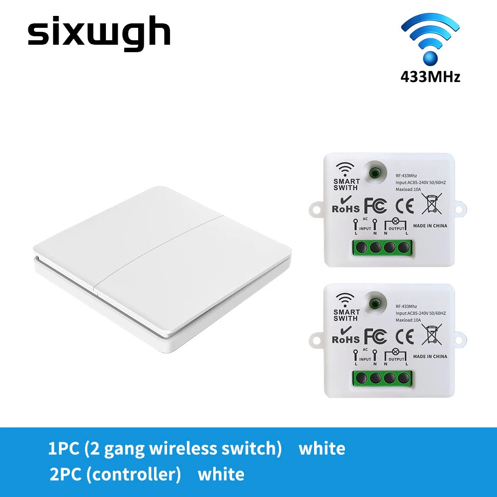 SIXWGH Smart Wireless Switch RF433Mhz Self-Powered Push Button Wall Panels Remote Controller Light Switch Waterproof Wall Switch