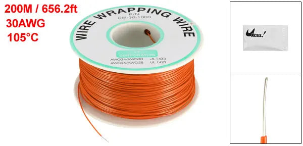 0.58mm Wire OD 200M 250M Electrical Wire Wrapping Wire Tin Plated Copper Wire PCB Solder Cable P/N DM-30-1000 30 AWG for Laptop