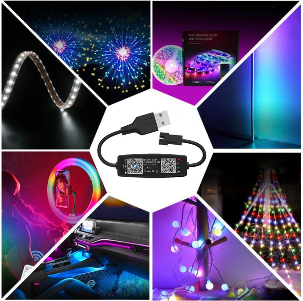 WS2812B Smart Led Strip WS2812 30/60/144Pixels/m RGB Individually Addressable Light USB Bluetooth Music Controller Kit DC5V