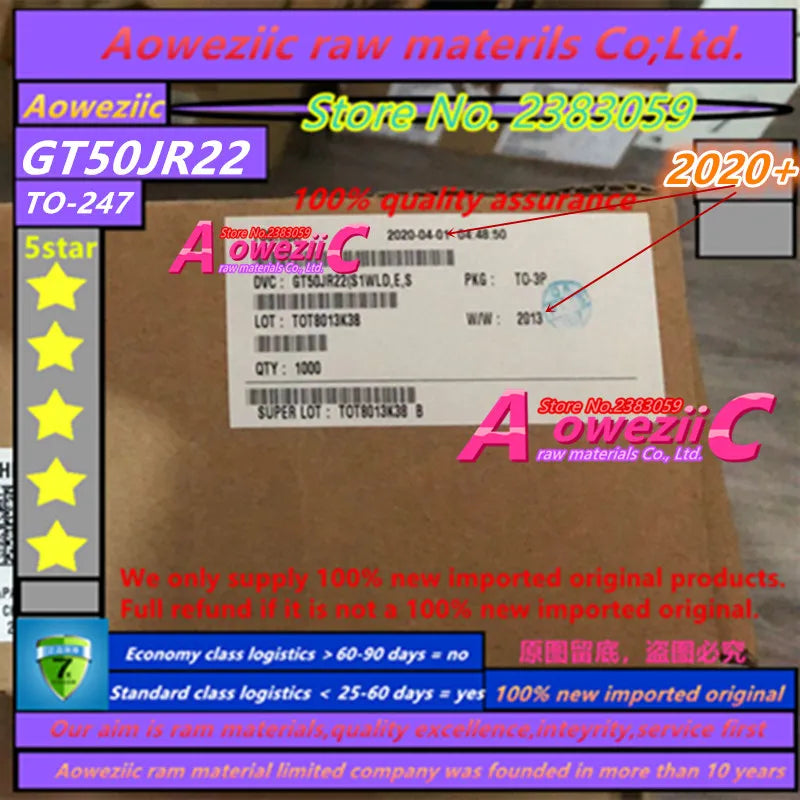 Aoweziic 2025+ 100% New Imported Original GT50JR22  50JR22 TO-247 IGBT Power Transistor 50A 600V