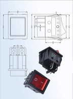 5pcs 30A 250V KCD2 KCD4 Rocker Switch DPST 4 Pin 6Pin Red Lighted 120V Rocker Toggle Switch ON Off Heavy Duty 22*29 High voltage