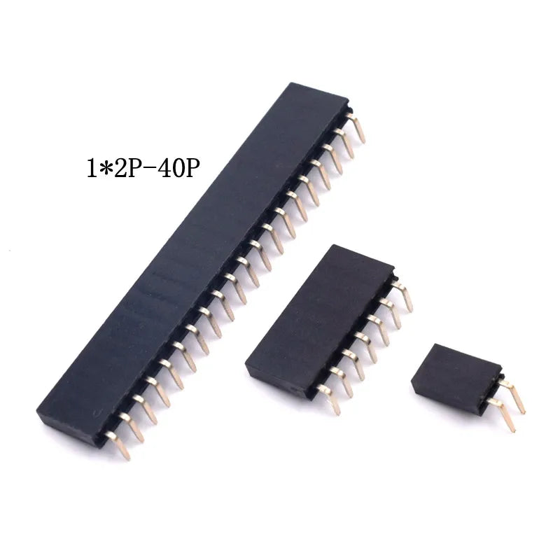10Pcs 2.54mm Pitch Right Angle Single Row Female Pin Header Strip Socket PCB Board Connector 2~40Pin Stright Pinheader Adapter
