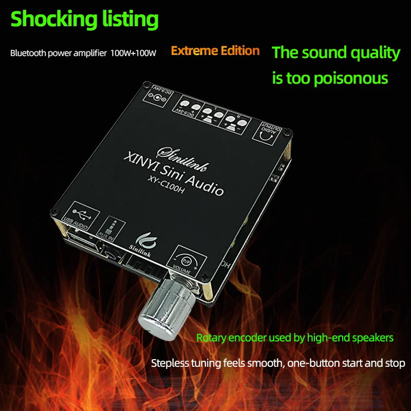 Bluetooth 5.0 Mini Cool Audio Digital Power Amplifier Board 20W*2 50W*2 100W*2 Stereo Wireless AMP Amplificador Module AUX Input