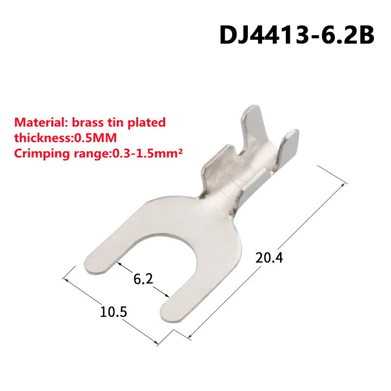 100pcs 4.2mm Fork Terminal Block Fork-shaped Bare cold-pressed Terminal U-shaped Y-shaped Lug Grounding Lug 3.2 4.2 5.2 6.2 8.2