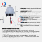 Waterproof Sensitive Auto Photo Switch AS-20 DC 12V AC 110V 220V 10A On/Off Photocell Street Light Switch Sensor Switch Tools