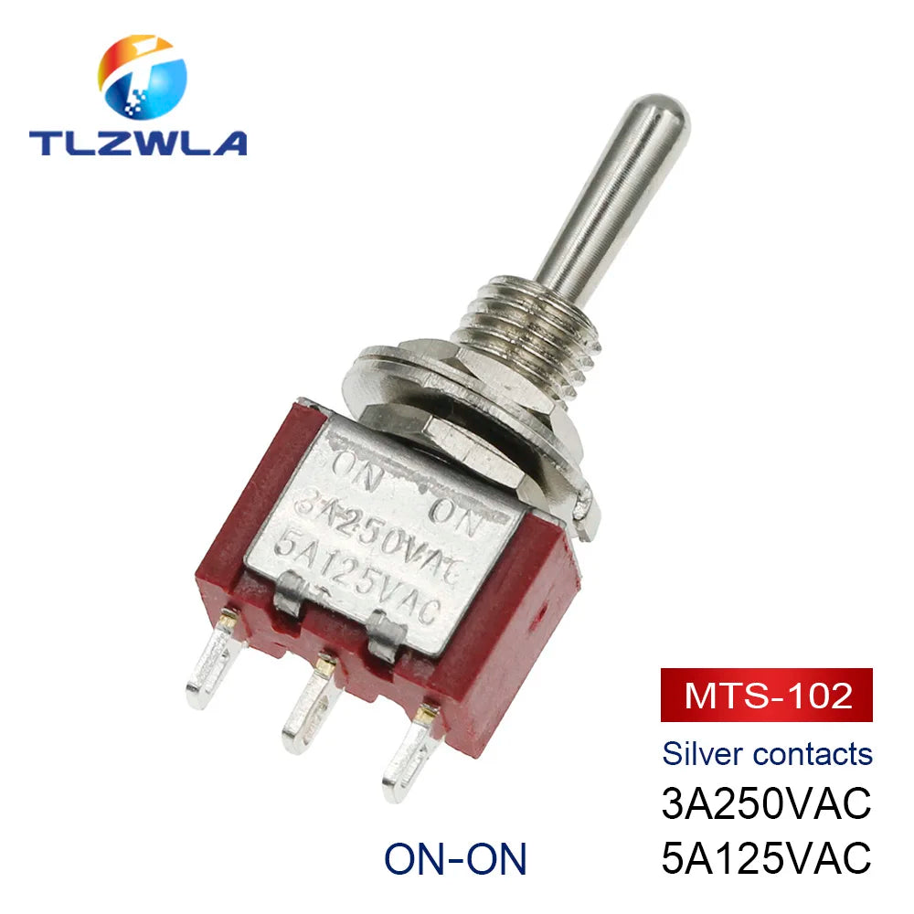 100PCS Toggle Switch SPDT DPDT Rocker Switch MTS 5A 6A 125V Self-Reset Switch 3A 250 AC 3 6PIN ON-ON ON-OFF-ON Starting Switch