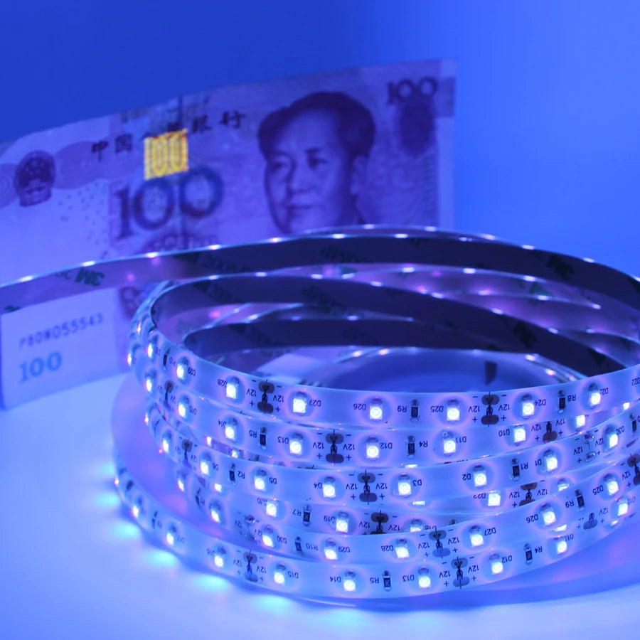 UV LED Strip Light 12V 24v Ultraviolet 60/120/240LEDS/M LED Diode Ribbon LAMP SMD 3528 Purple Flexible Tape for DJ Fluorescence