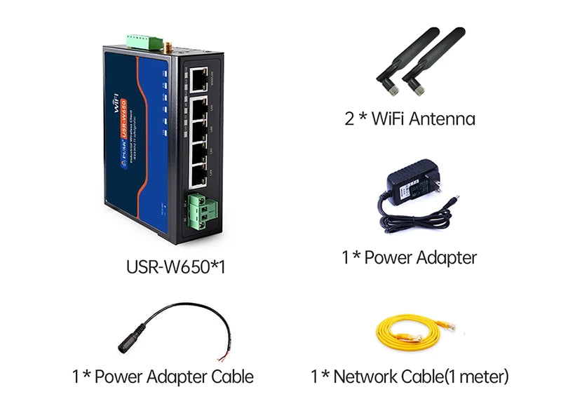 PUSR Serial RS485/RS232 to Ethernet/WiFi 2.4G&5.8G Dual Band WiFi 5Gigabit Port CAN Protocol Converter Modbus RTU to TCP W650