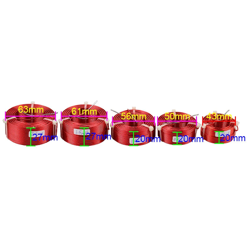 GHXAMP 1PCS 1.2mm Speaker Crossover Inductor Coil Oxygen-Free Copper Frequency Divider Coil Inductance 0.21mH 0.5mH 1.0mH 1.5mH