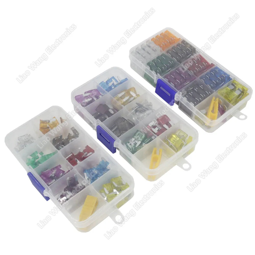 90/45PCS Car Fuse 5/7.5/10/15/20/25/30/35/40A Mini/Small/Medium 24V Automotive Blade Type Zinc Alloy Fuse with Box Clip