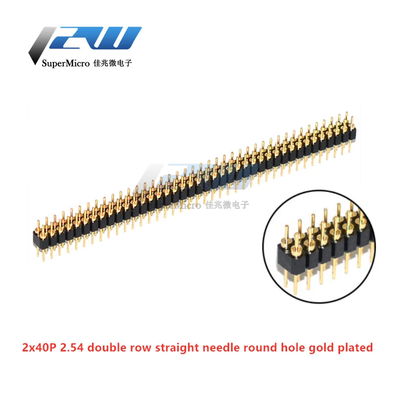 5 Pcs/Lot Round Hole Pin Header 2.54MM Pitch Row Female Single Row 1x40P, Double Row 2x40P, Double Row Pin Round Pin Gold Plated