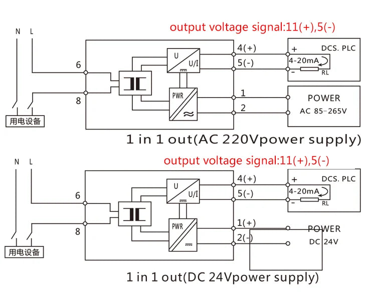 AC 0-1A 2A 5A 10A Current Transmitter 4-20mA 0-5V RS485  Output AC Current Transducer